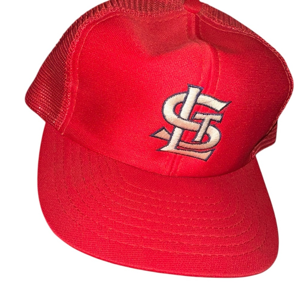 Vintage St. Louis Cardinals Snapback Trucker Hat MLB 80s 90s Red Mesh USA